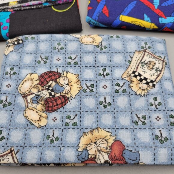 Assorted Fat Quarters Quilting Fabric Kids Fun Patterns Cotton 5 Pc - Picture 3 of 6